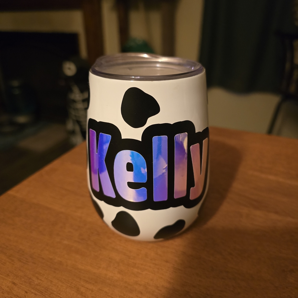 Personalized Cow Print Wine Tumbler